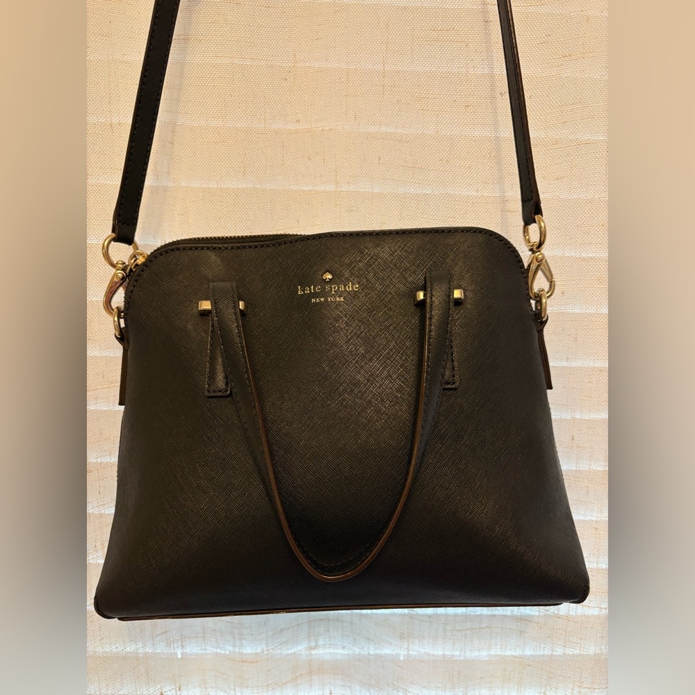 Kate Spade Cedar St Maise black crosshatch leather handbag